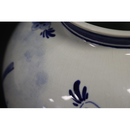 104 - Royal Delft Holland porcelain blue & white ovoid form vase, signed to base, approx 24cm H