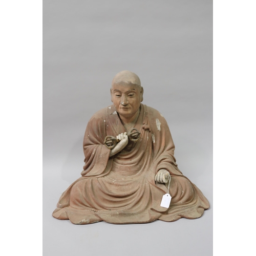 1 - Fine Japanese carved lacquered and carved wood figure of Kūkai - born 27 July 774 – died 22 April 83... 