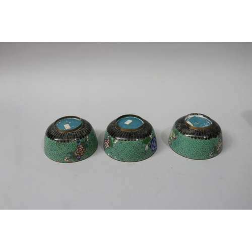 133 - Three Chinese cloisonne finger bowls, each approx 5cm H x 11cm Dia (3)