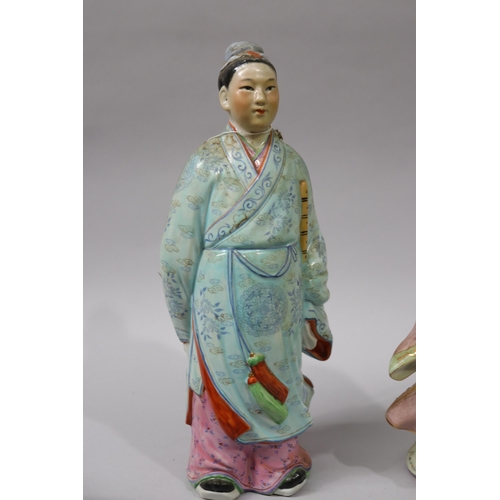142 - Eight Qing dynasty Chinese glazed porcelain figures form the eight immortals  approx 33cm H and shor... 