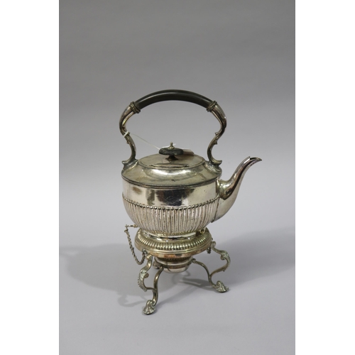 27 - Antique Spirit kettle, on warming stand approx 31cm H