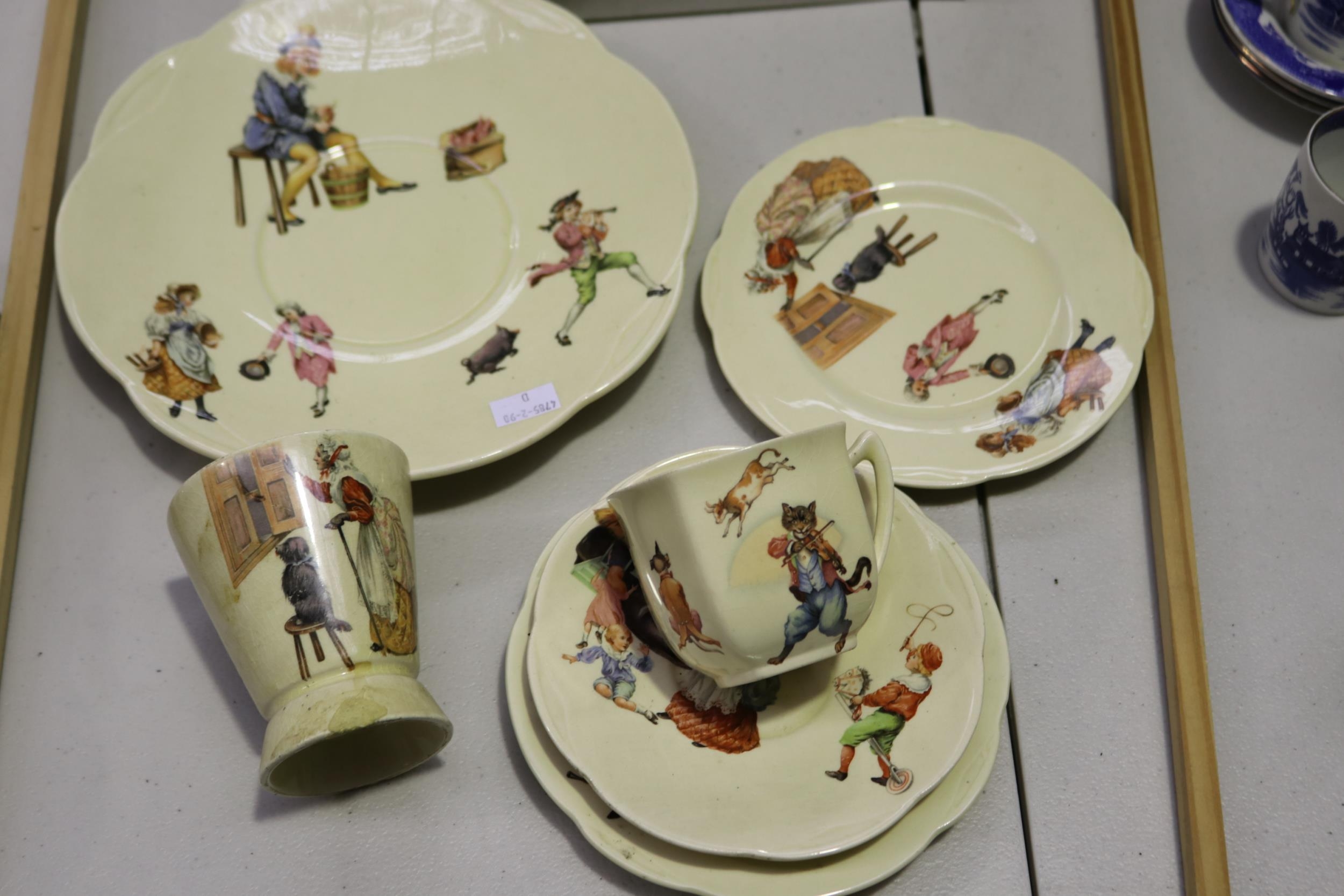 Royal Doulton Nursey Rhymes plates, tumbler, cup and saucer butter