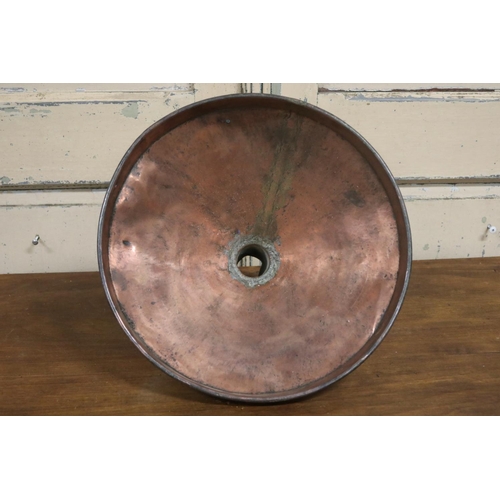 10 - Antique French copper wine funnel, approx 30cm H x 34cm Dia