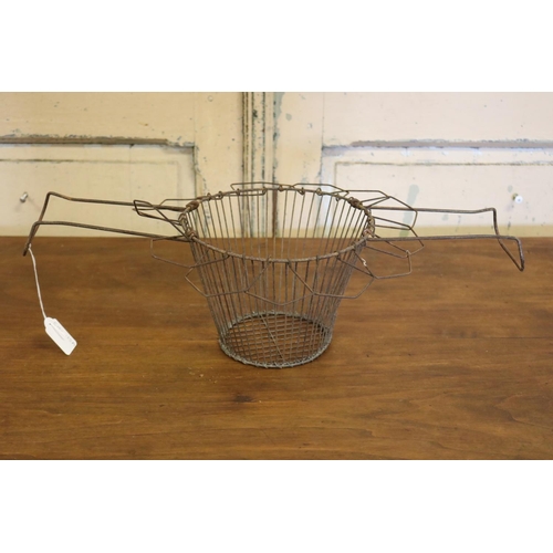 15 - French wire work egg basket, approx 30cm H x 21cm Dia