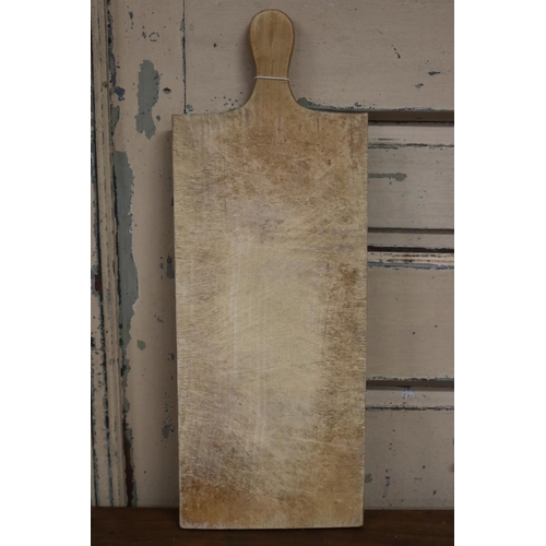 45 - Vintage French wooden chopping board, approx 49cm L X 18cm D