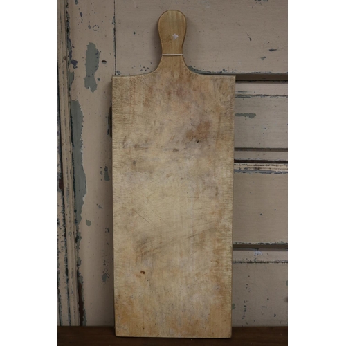 45 - Vintage French wooden chopping board, approx 49cm L X 18cm D