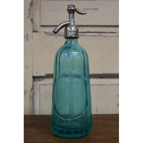 46 - Vintage French glass soda siphon, approx 31cm H