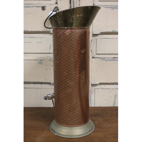 7 - French copper and brass bucket, with Delft handle, approx 51cm H