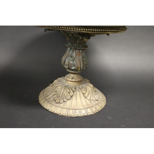 93 - Large decorative comport, with ceramic plate to centre, standing on classical base, approx 33cm H x ... 