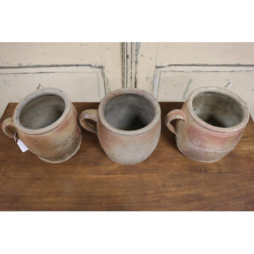 51 - Three antique French stoneware pots, each approx 16cm H (3)