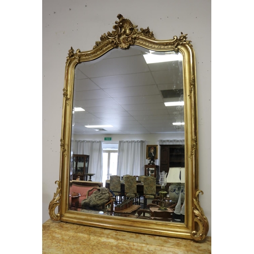 79 - Fine antique French gilt surround salon mirror, approx 148cm H x 106cm W