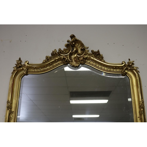 79 - Fine antique French gilt surround salon mirror, approx 148cm H x 106cm W