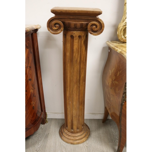82 - Italian or French carved wood Ionic capital jardinière stand, approx 143cm H