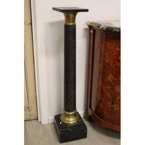 87 - French marble column with brass mounts, approx 114cm H