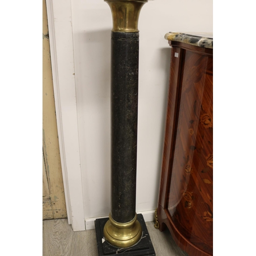 87 - French marble column with brass mounts, approx 114cm H