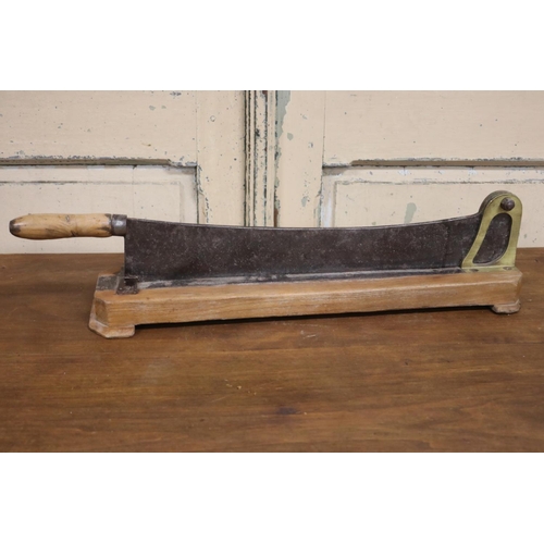 47 - Long antique French baguette cutter, brass and iron mounted, approx 61cm L