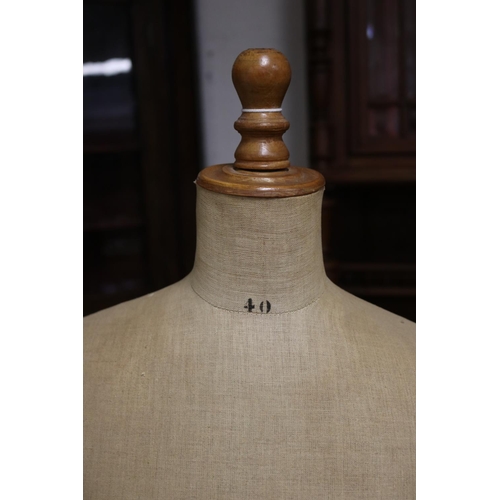 66 - Antique French mannequin, on turned fruitwood base, approx 153cm H