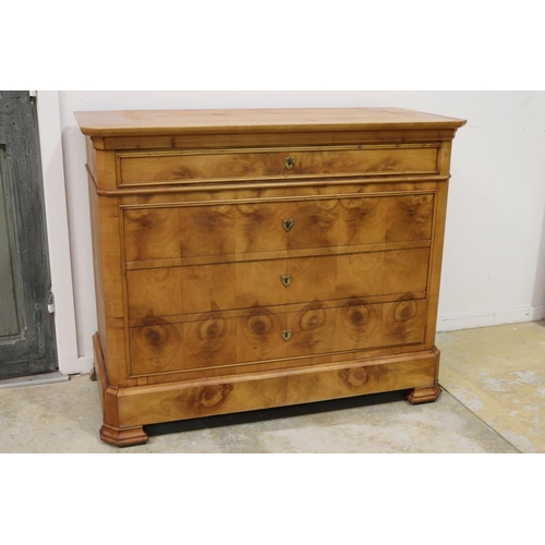 152 - Antique French Cherrywood five drawer commode, approx 97cm H x 118cm W x 54cm D