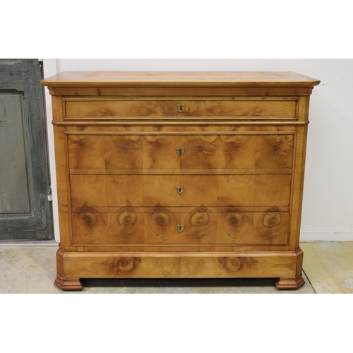 152 - Antique French Cherrywood five drawer commode, approx 97cm H x 118cm W x 54cm D