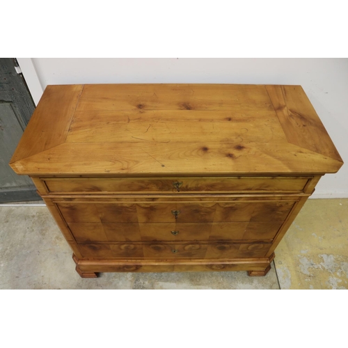 152 - Antique French Cherrywood five drawer commode, approx 97cm H x 118cm W x 54cm D