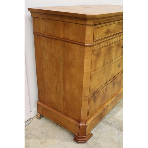 152 - Antique French Cherrywood five drawer commode, approx 97cm H x 118cm W x 54cm D