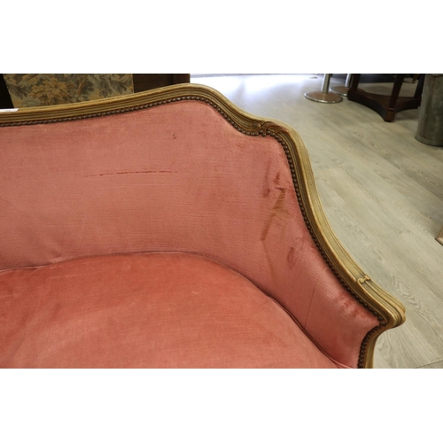 88 - French Louis XV style three piece lounge suite, comprising two armchairs & settee, approx 81cm H x 1... 