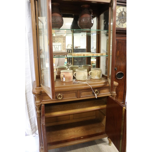 94 - Antique French showcase with tambour style door below, approx 190cm H x 100cm W x 48cm D