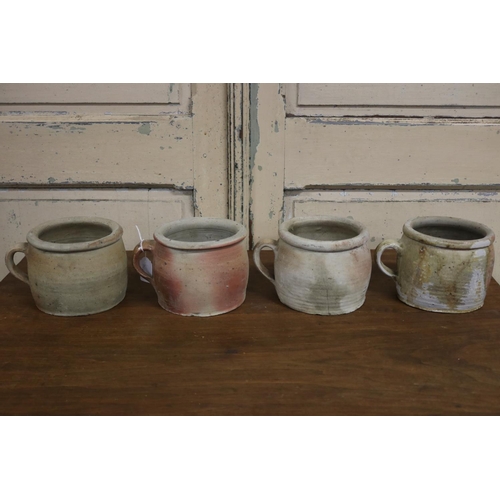 98 - Four antique French stoneware confit pots, each approx 13cm H (4)