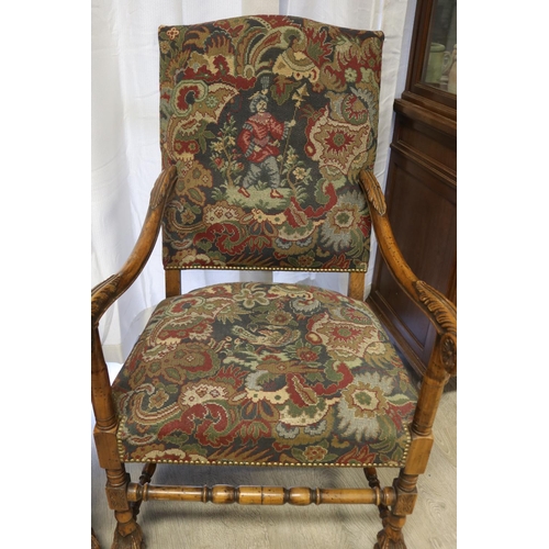 100 - Pair of French high back armchairs, each approx 113cm H x 67cm W (2)
