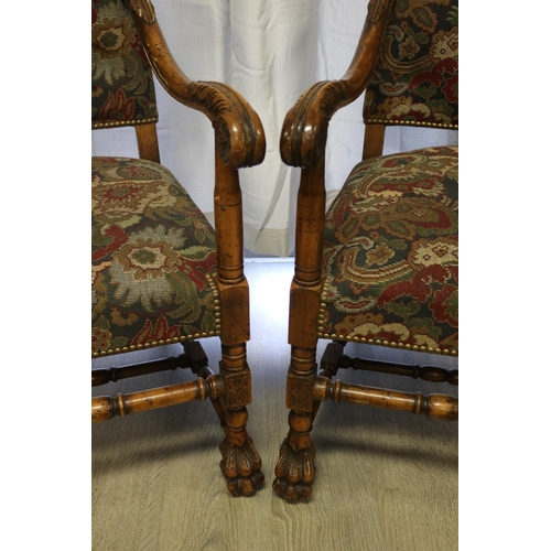 100 - Pair of French high back armchairs, each approx 113cm H x 67cm W (2)