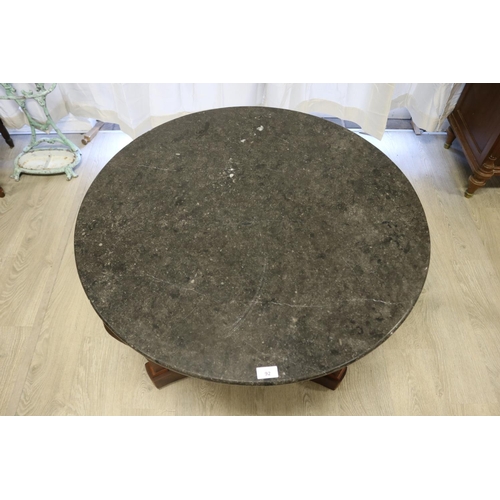 92 - French Empire style marble topped pedestal centre table, approx 71cm H x 85cm Dia