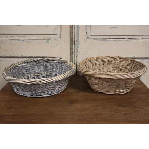 225 - Two old French circular cane baskets, approx 13cm H x 44cm Dia and smaller (2)