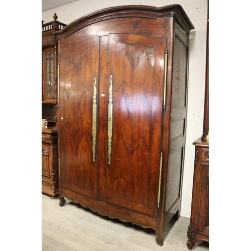 58 - Antique late 18th - early 19th century French two armoire, arched crest, long wriggle work decorated... 