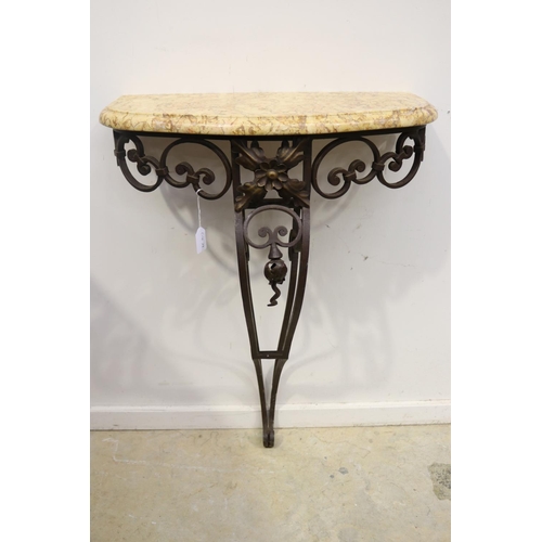 107 - Antique French wrought iron marble topped console