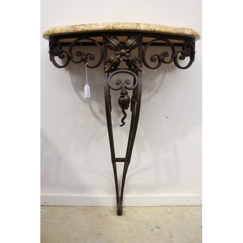 107 - Antique French wrought iron marble topped console