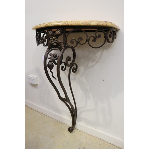 107 - Antique French wrought iron marble topped console