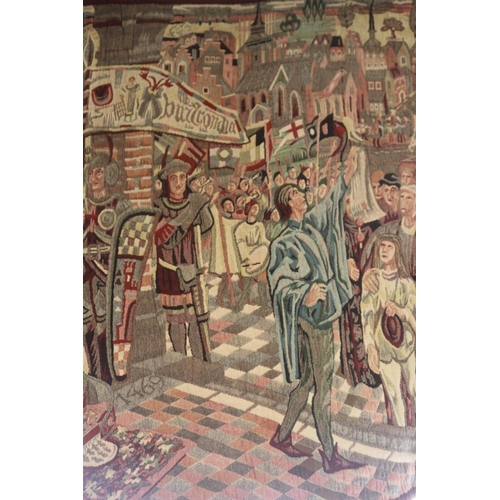 328 - Vintage French medieval style wall tapestry, approx 130cm x 190cm