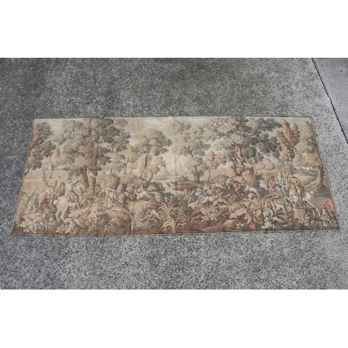 325 - Vintage French hunting wall tapestry, approx 137cm H x 326cm W