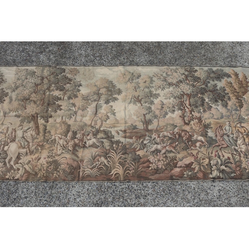 325 - Vintage French hunting wall tapestry, approx 137cm H x 326cm W