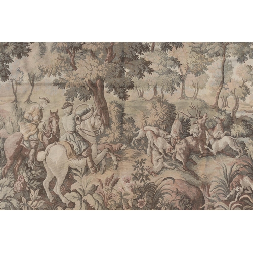 325 - Vintage French hunting wall tapestry, approx 137cm H x 326cm W