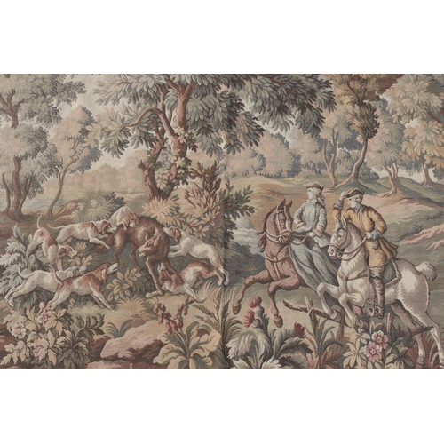 325 - Vintage French hunting wall tapestry, approx 137cm H x 326cm W