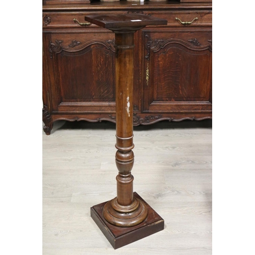70 - Antique French turned walnut jardiniere stand, approx 110cm H x 27cm Sq