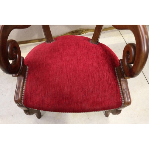 473 - Antique French horse shoe shape armchair, approx 82cm H x 58cm W