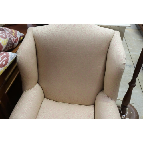 569 - English Georgian style wing chair, approx 103cm H x 75cm W x 94cm D