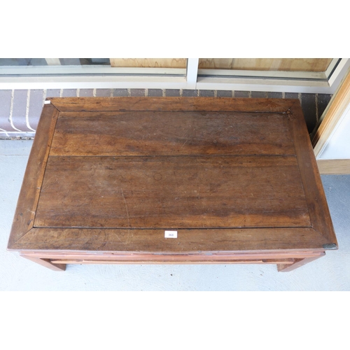 610 - Chinese Ming style hardwood low table, pierced carved aprons, approx 43cm H x 107cm W x 63cm D