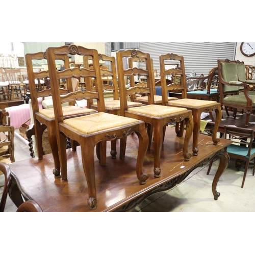 583 - Set of six French Louis XV style dining chairs with drop in rush seats, each approx 94cm H x 47cm W ... 