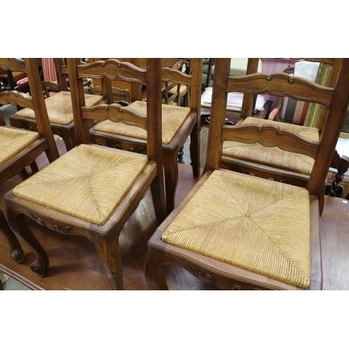 583 - Set of six French Louis XV style dining chairs with drop in rush seats, each approx 94cm H x 47cm W ... 