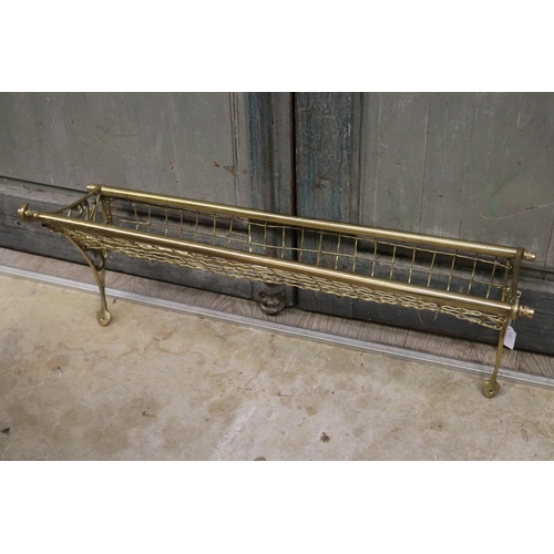 594 - Brass railway luggage rack NSWR, approx 74cm W