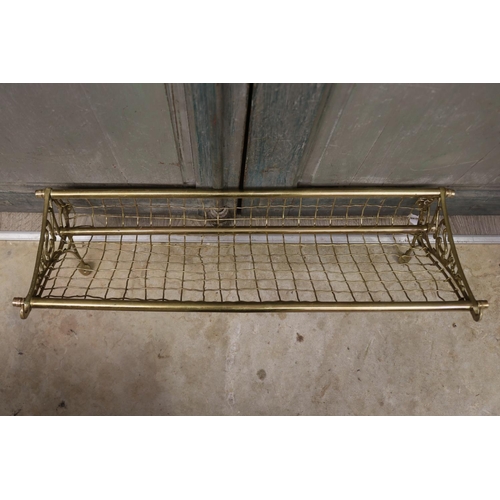 594 - Brass railway luggage rack NSWR, approx 74cm W