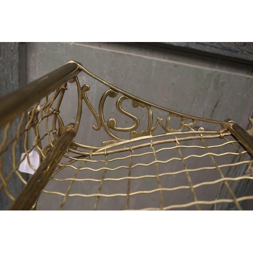 594 - Brass railway luggage rack NSWR, approx 74cm W